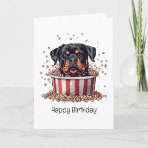 Happy Birthday Rottweiler Dog Movie Popcorn Bucket Card