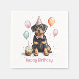 Happy Birthday Rottweiler Dog Napkins