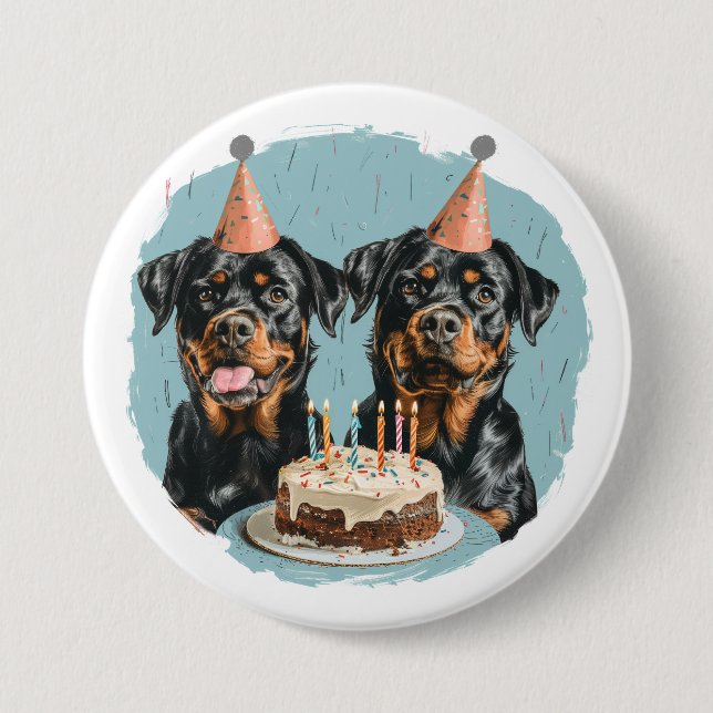 Happy Birthday Rottweiler Dogs Button (Front)