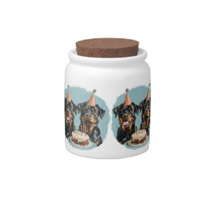 Happy Birthday Rottweiler Dogs Candy Jar