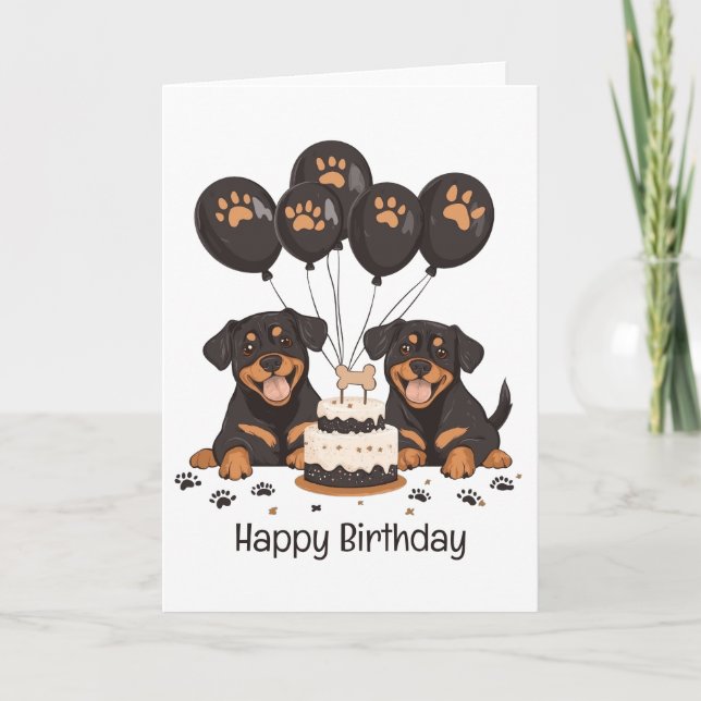 Happy Birthday Rottweiler Dogs Card (Front)