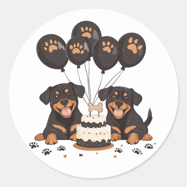 Happy Birthday Rottweiler Dogs Classic Round Sticker (Front)