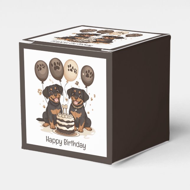 Happy Birthday Rottweiler Dogs Favor Boxes (Front Side)