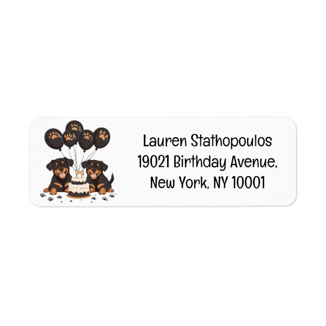 Happy Birthday Rottweiler Dogs Label (Front)