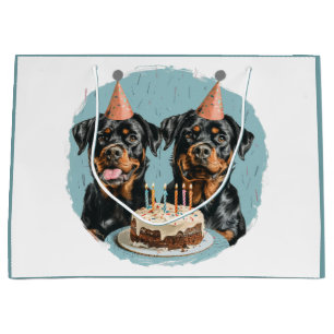 Happy Birthday Rottweiler Dogs Large Gift Bag