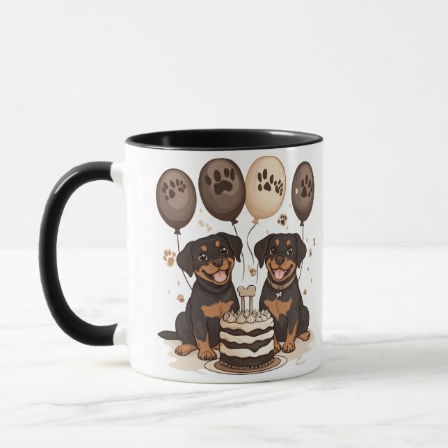 Happy Birthday Rottweiler Dogs Mug (Left)