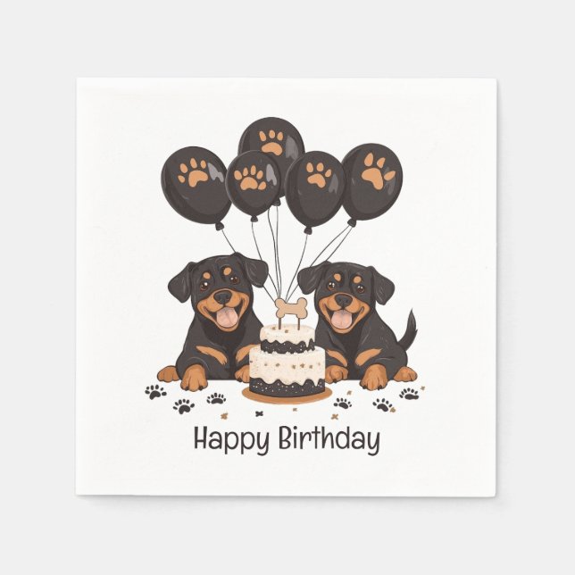 Happy Birthday Rottweiler Dogs Napkins (Front)