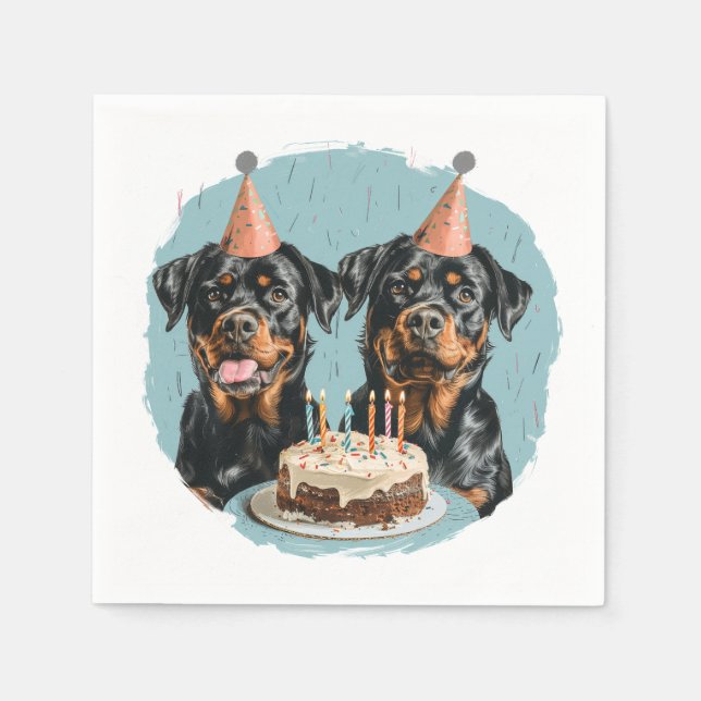 Happy Birthday Rottweiler Dogs Napkins (Front)