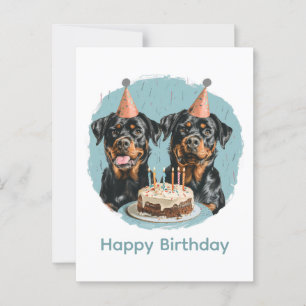 Happy Birthday Rottweiler Dogs Postcard