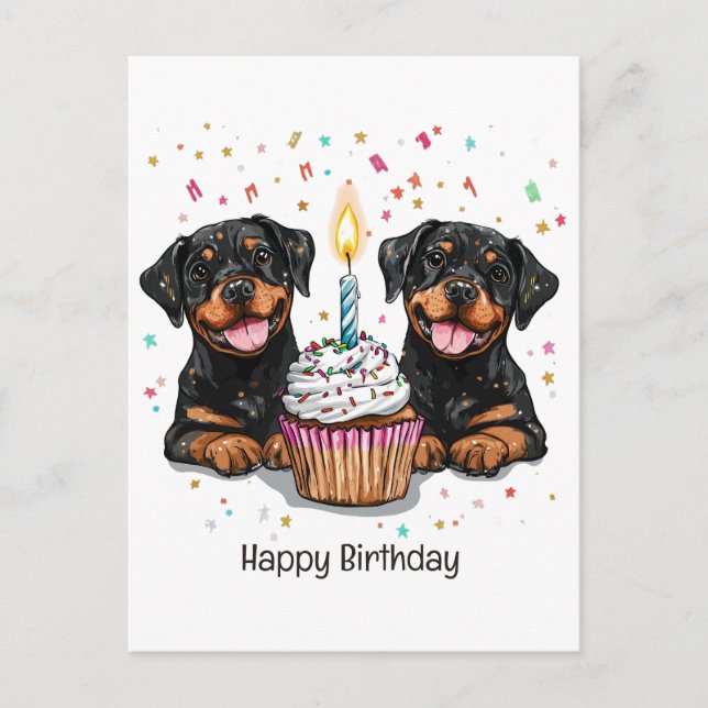 Happy Birthday Rottweiler Dogs Postcard (Front)