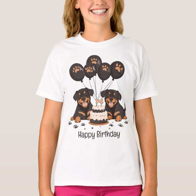 Happy Birthday Rottweiler Dogs T-Shirt (Front)