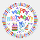 Happy Birthday Round Gift Sticker at Zazzle