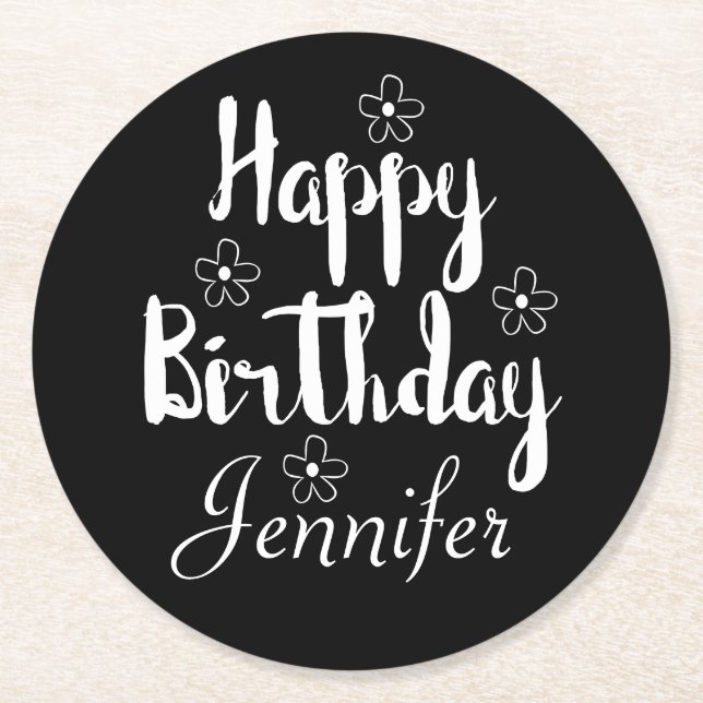 Happy Birthday Round Paper Coaster (Front)