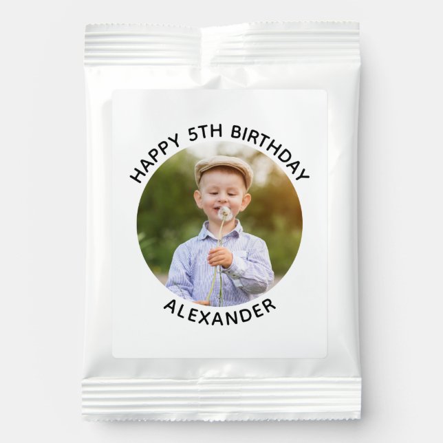 Happy Birthday Round Photo Hot Chocolate Drink Mix (Front)
