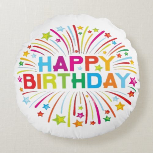 Happy Birthday  Round Pillow