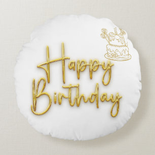Happy Birthday Round Pillow