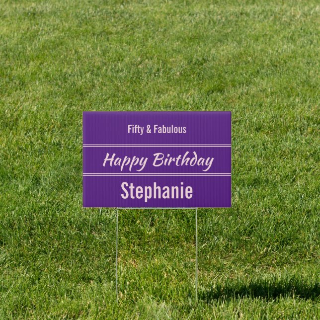 Happy Birthday Royal Purple 50 and Fabulous Sign (Insitu)