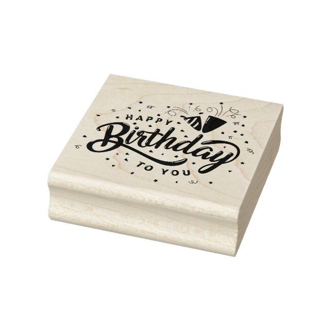 Happy Birthday Rubber Stamp (Stamp)