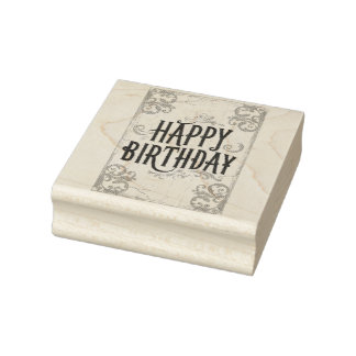 happy birthday rubber stamp