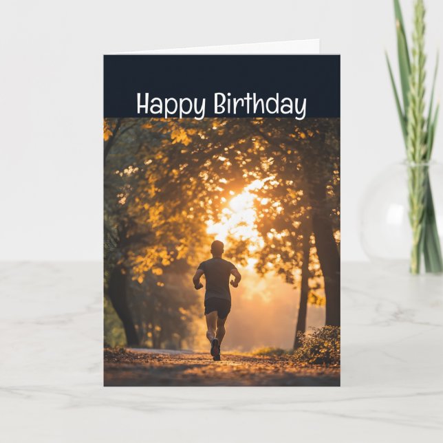 Happy Birthday Runner Running Marathon Competitive Card (Front)