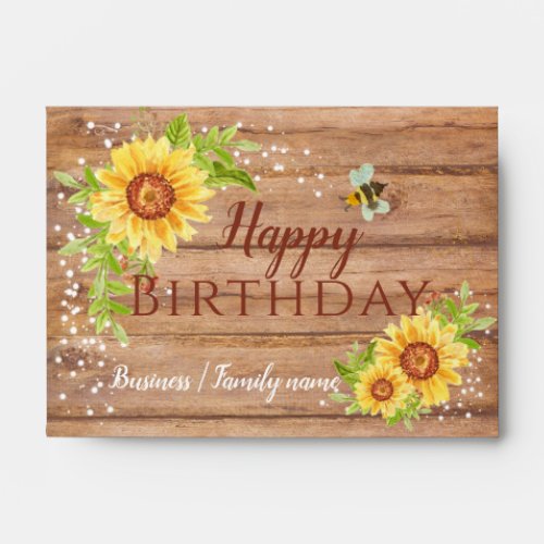 Happy Birthday Rustic Sunflower Cash Gift Envelope