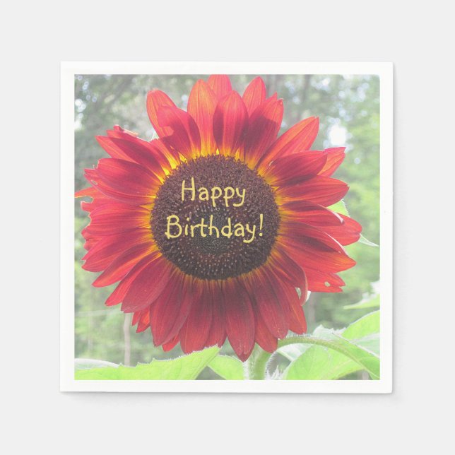 Happy Birthday Rusty Sunflower Napkins (Front)