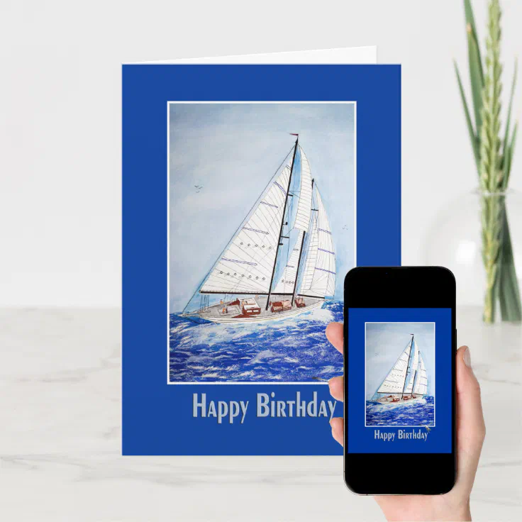 Happy Birthday Sailboat Card | Zazzle