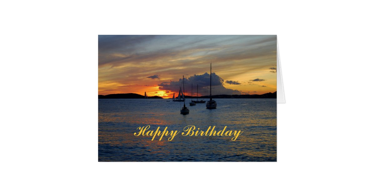 Happy Birthday Sailboats at Sunset Card | Zazzle