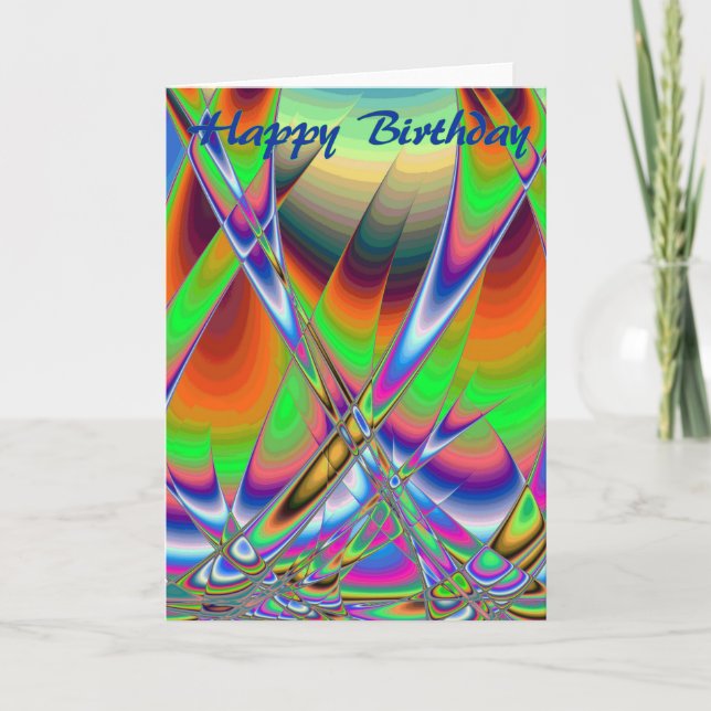 Happy Birthday Sailing Boats in Rainbows Card (Front)