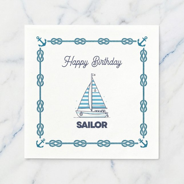 Happy Birthday Sailor Napkins (Celebrate with smooth sailing vibes.)
