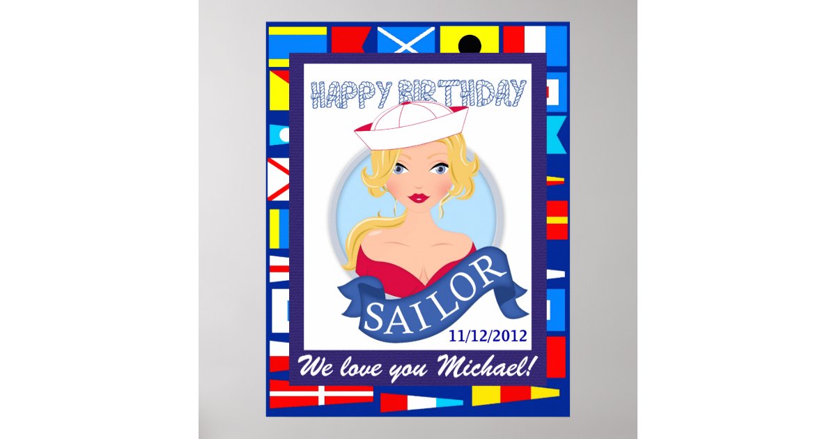 Happy Birthday Sailor Poster - SRF | Zazzle