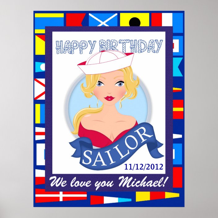 Happy Birthday Sailor Poster - SRF | Zazzle.com
