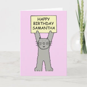 Happy Birthday Samantha Cartoon Kitten Card