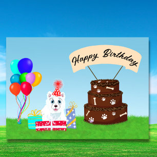 Happy Birthday Samoyed with Cake Card
