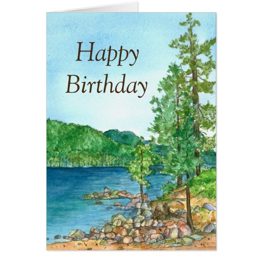 Happy Birthday Sand Harbor Lake Tahoe Painting Card | Zazzle.com