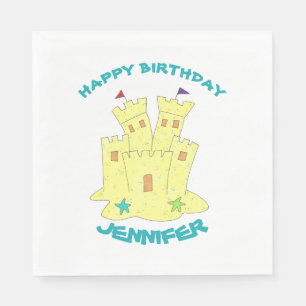 Happy Birthday Sandcastle Sand Castle Beach Party Napkins