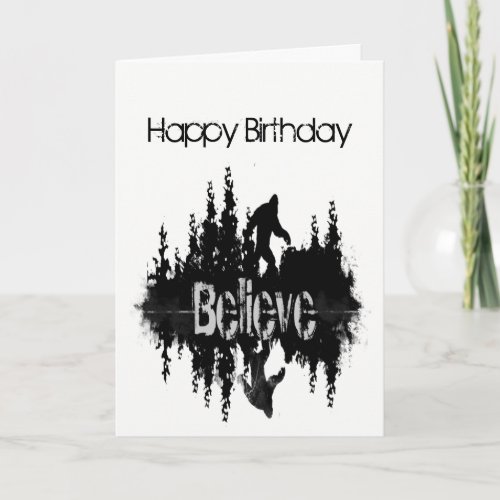 Happy Birthday Sasquatch Big Foot Lake Reflection Card