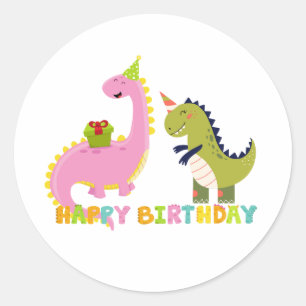 Happy Birthday saurus Classic Round Sticker