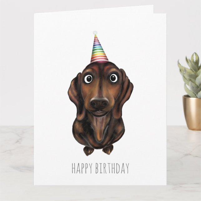 Happy Birthday Sausage Dog  Card (Small Plant)