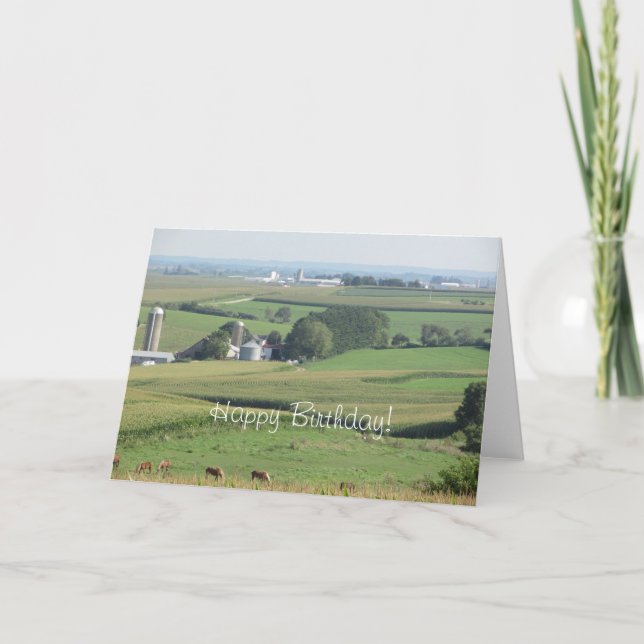 Happy Birthday Scenic Farm View from the Midwest Card (Front)