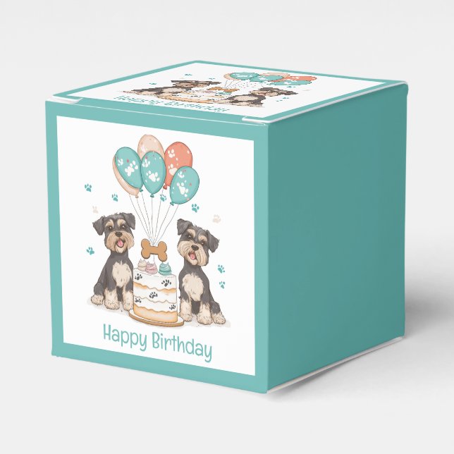 Happy Birthday Schnauzer Dogs Favor Boxes (Front Side)