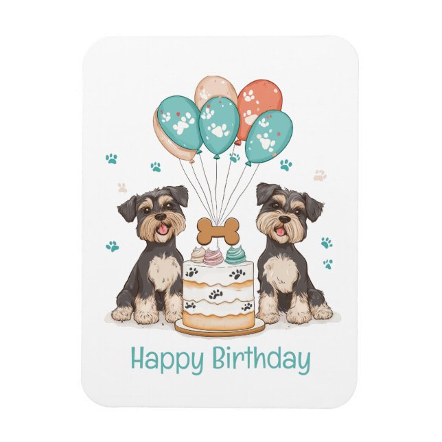 Happy Birthday Schnauzer Dogs Magnet (Vertical)