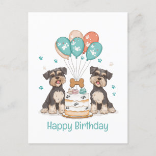 Happy Birthday Schnauzer Dogs Postcard