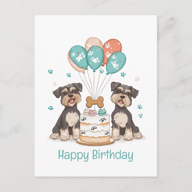 Happy Birthday Schnauzer Dogs Postcard (Front)