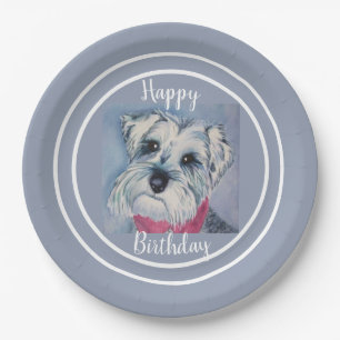 Happy Birthday Schnauzer Paper Plates