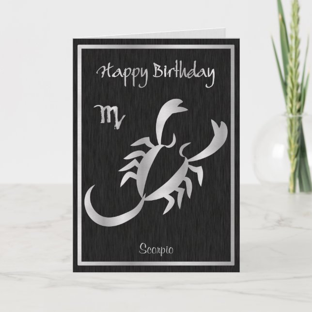Happy Birthday Scorpio Horoscope Elegant Card (Front)