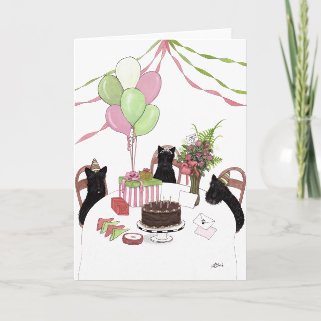 Happy Birthday Scotties Dogs Card by Bihrle (Front)