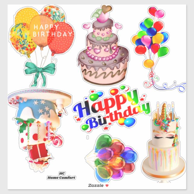 Happy Birthday Scrapbooking Stickers (Sheet)
