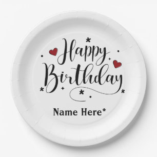Happy Birthday Script Custom Name Paper Plates