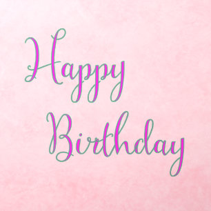 Happy Birthday Script Font Purple & Green Wall Decal